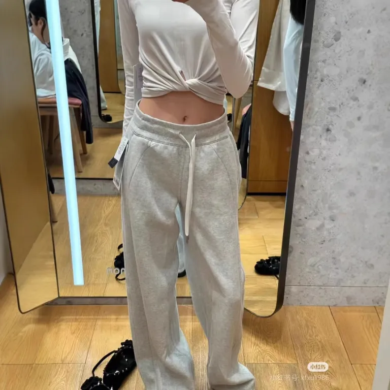 شلوار یوگا گشاد راسته فنردار کمر بلند lulu اصل برچسب Scuba مناسب ورزش و استفاده روزمره زنانه
