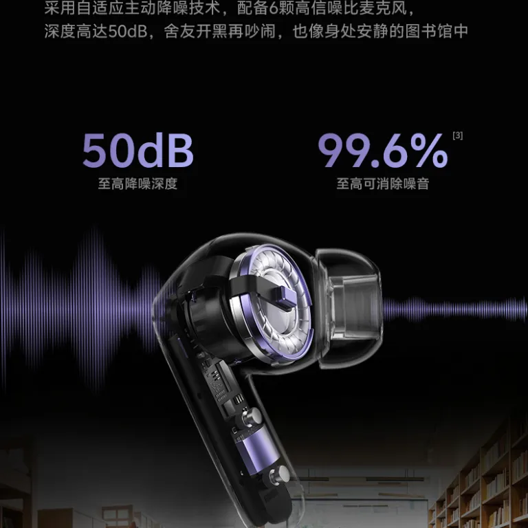 QCY N20 هدفون بلوتوث بی‌سیم داخل گوشی با نویز کنسلینگ فعال - 50dB تطبیقی، میکروفون 6 با حذف نویز و عمر باتری طولانی