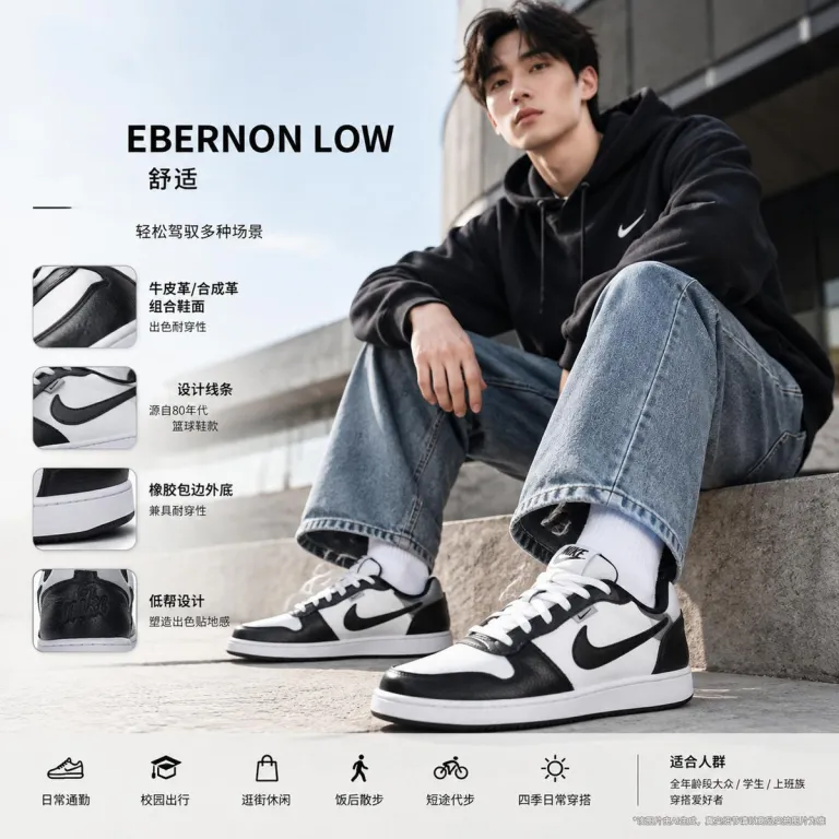 کفش اسکیت مردانه Nike EBERNON LOW ساق کوتاه مقاوم و سبک، کفش ورزشی و راحتی مد روز