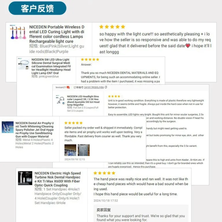 توربین دندانپزشکی پرسرعت با چراغ LED بدون سایه، پنج لامپ، بلبرینگ فشاری و بدنه سرامیکی