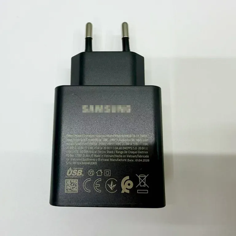 شارژر EP-T6010 با دوشاخه اروپایی، آمریکایی و انگلیسی 60W مناسب سامسونگ گلکسی S26U/S26+ شارژ فوق‌سریع 3.0