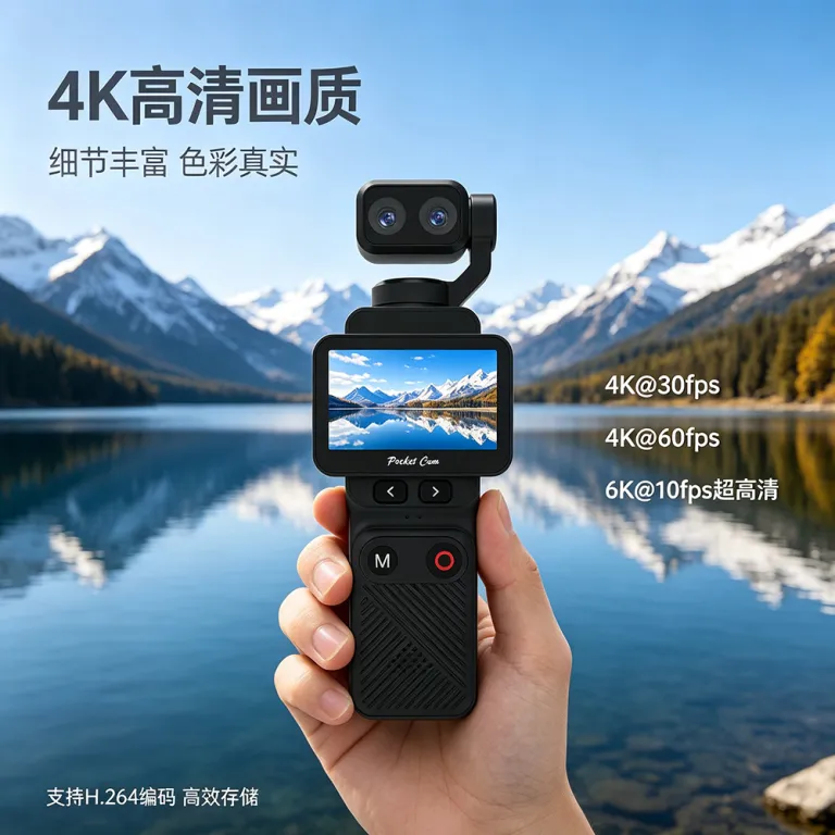دوربین ورزشی جیبی دو لنزه 6K 8000W با لرزشگیر واقعی و کیفیت تصویر بالا
