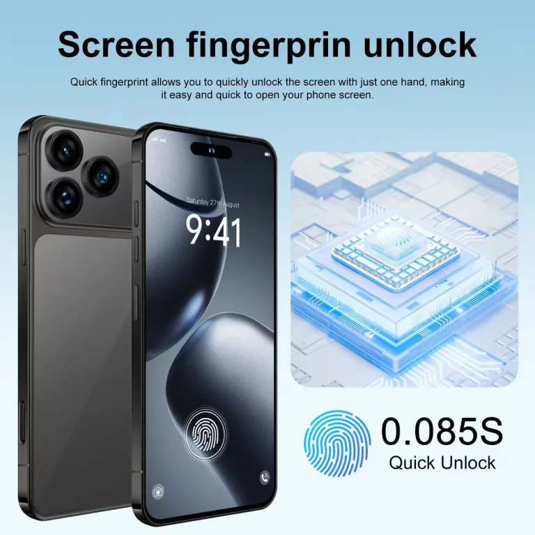 گوشی موبایل تمام‌صفحه پرفروش i17PROMAX با حافظه بزرگ 16G+1TB، دوربین سه‌گانه باکیفیت 8000mAh و باتری بادوام