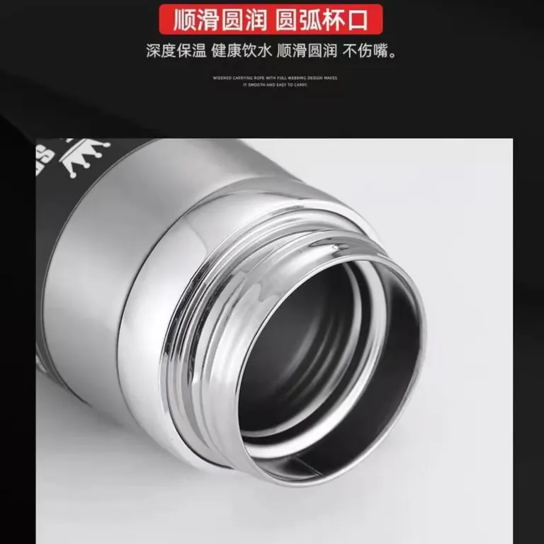 قمقمه نگهدارنده دما استیل ضدزنگ 316 قابل حمل خودرو و فضای باز با بند و ظرفیت بالا، مناسب محیط کار