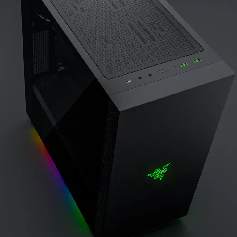 کیس گیمینگ ATX Tomahawk با نورپردازی RGB، کیس میدتاور برای مونتاژ کامپیوتر DIY و خنک‌کننده آبی سفارشی