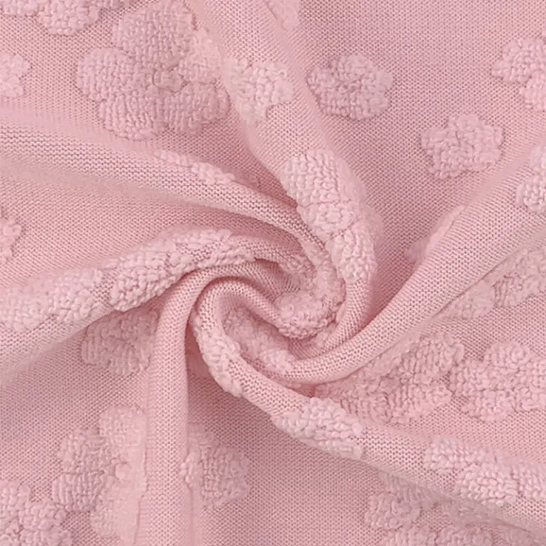 پارچه حوله‌ای ژاکارد بافتنی پلی‌استر اسپندکس برای حوله، کفش، لباس، اسباب‌بازی، لباس خواب، پارچه، حوله حمام، تنفس‌پذیر و مناسب پوست