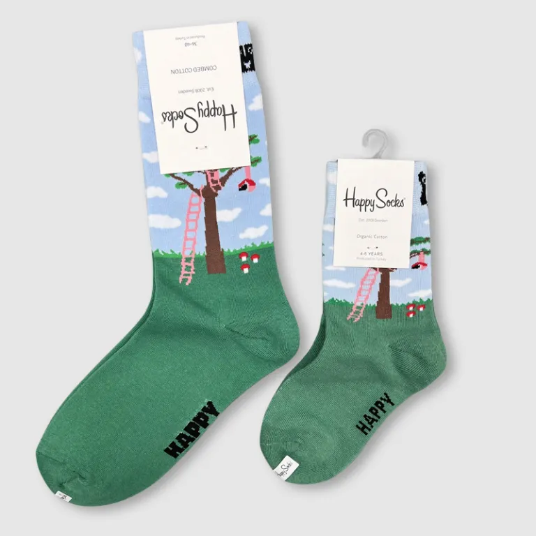 جوراب بچگانه HappySocks طرح کارتونی ساق متوسط مدل هایپی مناسب دختر و پسر برای استفاده بیرون از منزل طرح بامزه عمده و خانوادگی