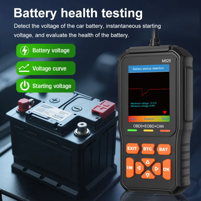 OBD2 تستر باتری خودرو M525 دستگاه عیبیاب خودرو دستگاه تشخیص خطای خودرو رمزگشا محصول صادراتی باکیفیت
