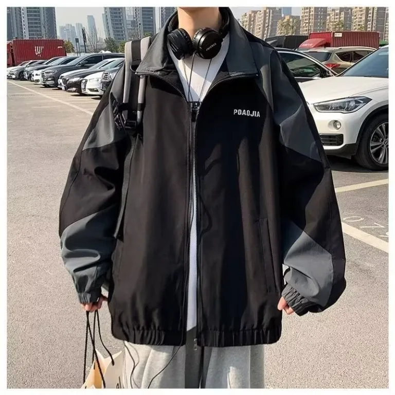 کاپشن مردانه 2025 مدل جدید بهاره و پاییزه ترند و همه‌پسند، ژاکت یقه برگردان کژوال پسرانه استایل هنگ‌کنگی گشاد