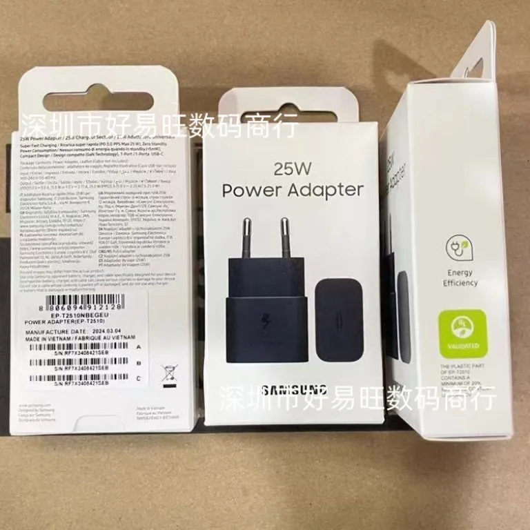 T2510 سازگار با سامسونگ 25W شارژر استاندارد اروپا S24U/Note20/S25 شارژ فوق سریع 2.0 شارژر اصلی