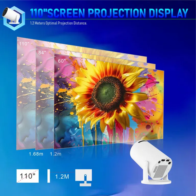 ویدئو پروژکتور قابل حمل مینی فوق کوتاه برد هوشمند با کیفیت Full HD اصلی HY300Pro + اندروید هوشمند H726 پرفروش صادراتی