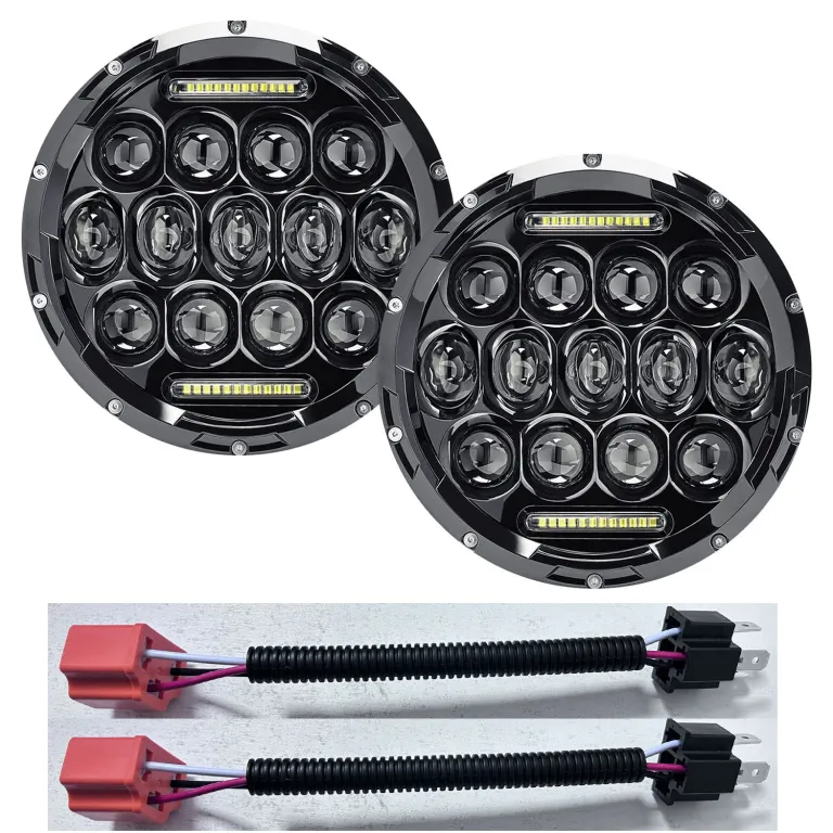 چراغ جلو LED موتورسیکلت 75W7 اینچ گرد مناسب آفرود جیپ رانگلر و هارلی