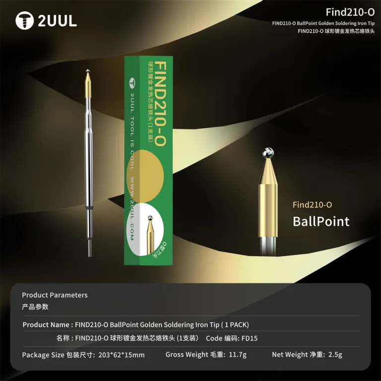 2UUL C210 نوک هویه عمومی توپی شکل با روکش طلا، المنت حرارتی مخصوص لحیم‌کاری و تعمیرات الکترونیک