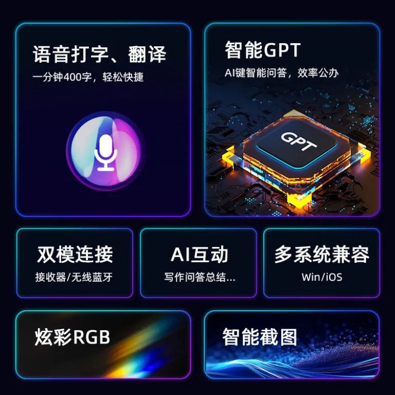 ماوس هوشمند با هوش مصنوعی و فرمان صوتی، ماوس شارژی دو حالته با نور RGB، ماوس مدل بزرگ Starfire با GPT هوشمند