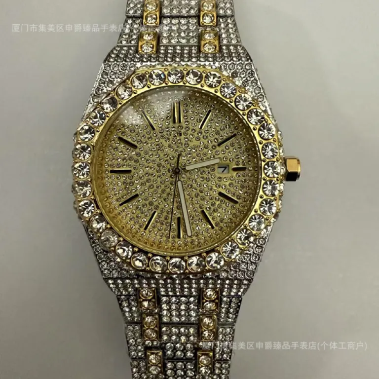 2025 ساعت مردانه باکیفیت تمام الماس AP، پرفروش در Dunhuang و AliExpress، شیک و مد روز، موتور کوارتز، عرضه مستقیم از کارخانه