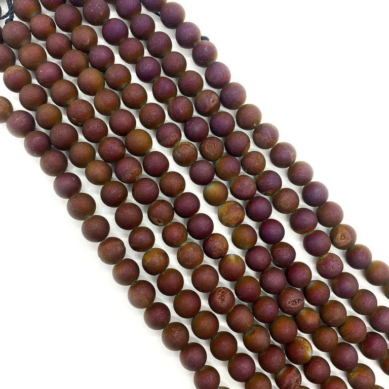 مهره گرد عقیق آبکاریشده 6/8/10mm مهره سنگی مات عمده برای ساخت زیورآلات و دستبند باروک