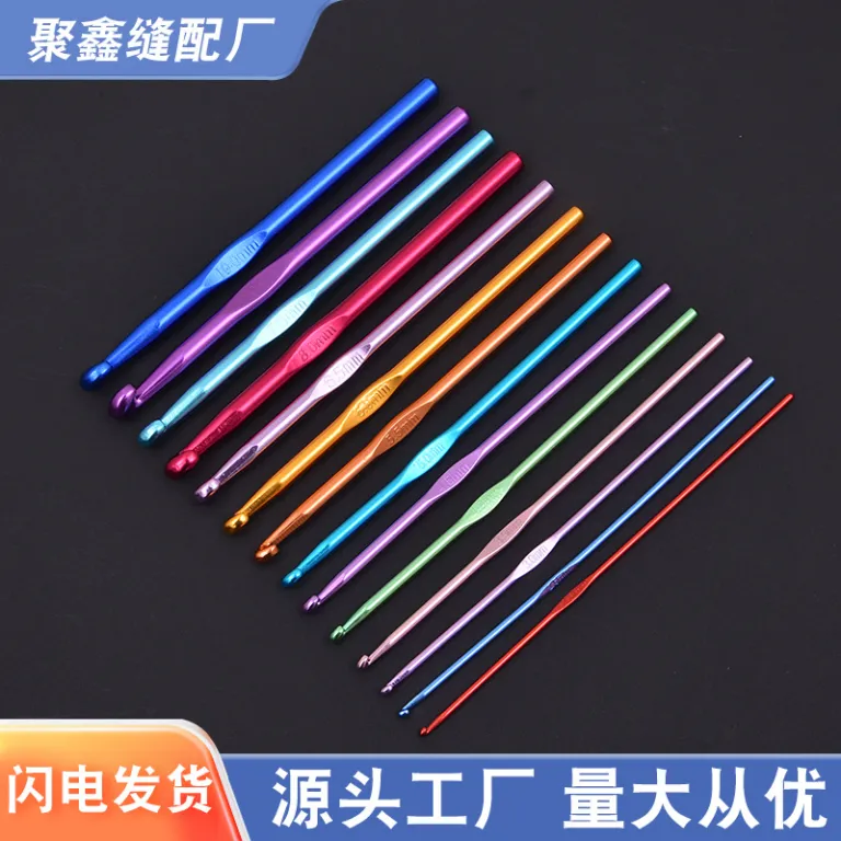 قلاب بافتنی تک‌سر رنگی اکسید آلومینیوم کارخانه‌ای، ابزار DIY، ست قلاب بافتنی عمده، میل بافتنی