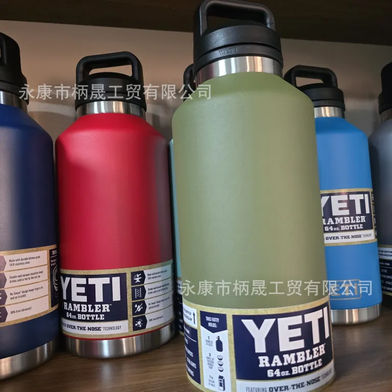 304 قمقمه استیل ضدزنگ YETI با دو درب و دسته، ظرفیت بالا، مناسب فضای باز و قابل حمل 36oz