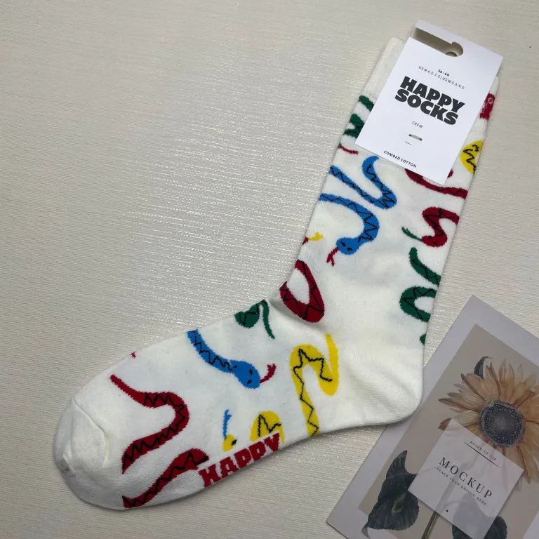 جوراب زنانه رنگارنگ HappySocks طرح کارتونی بامزه مدل اینستاگرامی نیمه‌ساقه بیرونی خیابانی