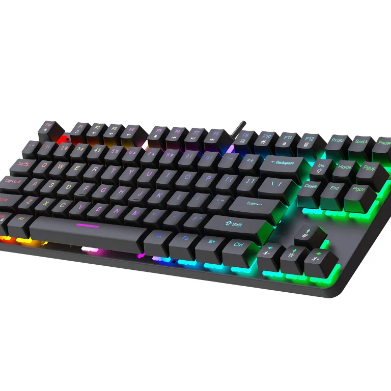 کیبورد مکانیکی فلزی K87 با 87 کلید، نور RGB، سوییچ آبی، مناسب بازی و اداری