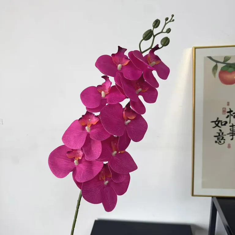 9 گل ارکیده پروانه‌ای مصنوعی با گلبرگ فیلمی 3D چاپی با حس لمس واقعی، گل ارکیده مصنوعی برای عروسی، گل‌آرایی و دکوراسیون منزل