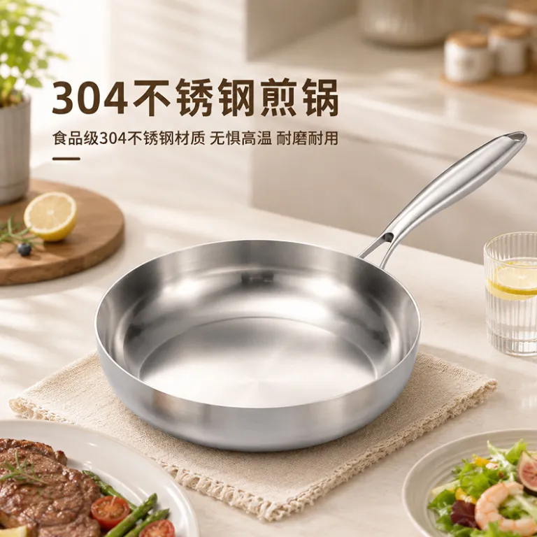 ماهیتابه استیل سه لایه 304 نچسب بدون پوشش مخصوص پنکیک و استیک