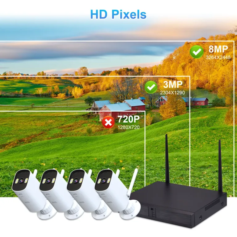 دوربین مداربسته بی‌سیم HD با قابلیت ضدآب icsee و دستگاه NVR به همراه هارد، پکیج کامل نظارت تصویری کارخانه