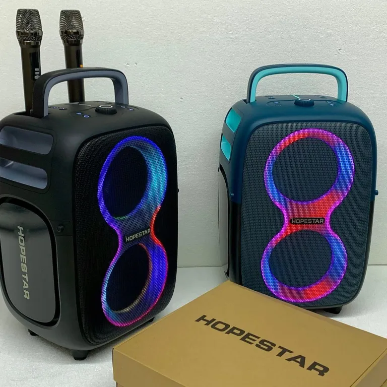 650W اسپیکر بلوتوثی بی‌سیم قابل حمل HOPESTAR PARTYONE CLUB با دو میکروفون دستی و نور RGB