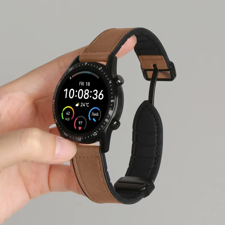 بند چرمی gt6 مناسب ساعت هوشمند هواوی واچ gt7 مدل watchgt5 طرح جدید اسپرت 3 تنفسپذیر gt4 پاییز و زمستان