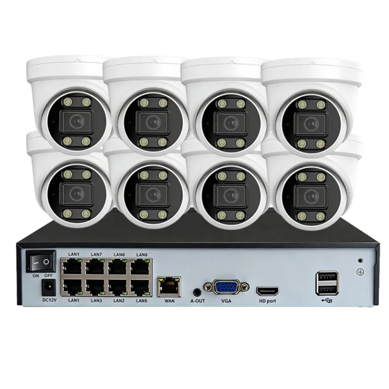 دوربین مداربسته دام گنبدی داخلی 8MP4K دستگاه ضبط ویدئو NVR PoE کانال 8