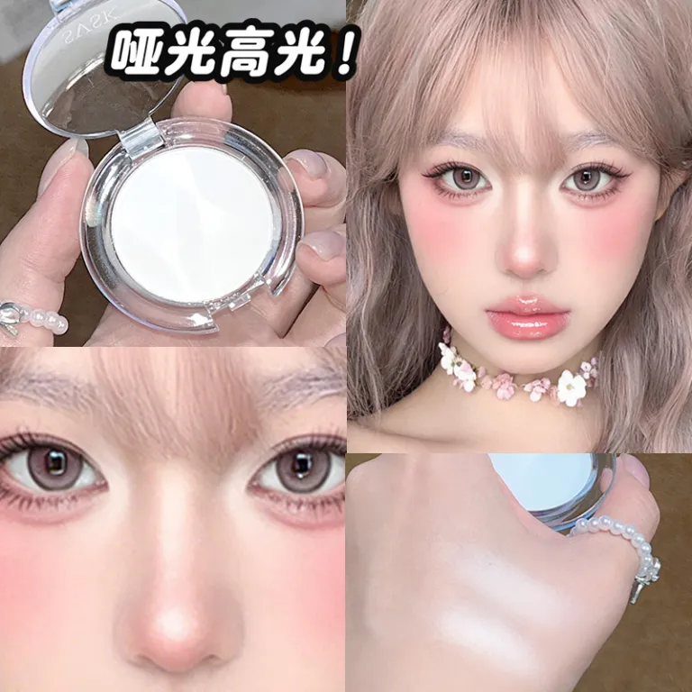 سایه چشم هایلایتر سفید برای روشن‌کردن وسط صورت و رفع گودی زیر چشم مات تک‌رنگ مناسب کانتورینگ