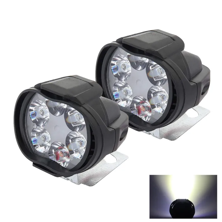 چراغ کمکی LED یونیورسال خارجی 6LED برای موتورسیکلت، خودروی برقی و خودرو، چراغ جلو قابل تغییر و چراغ مه‌شکن
