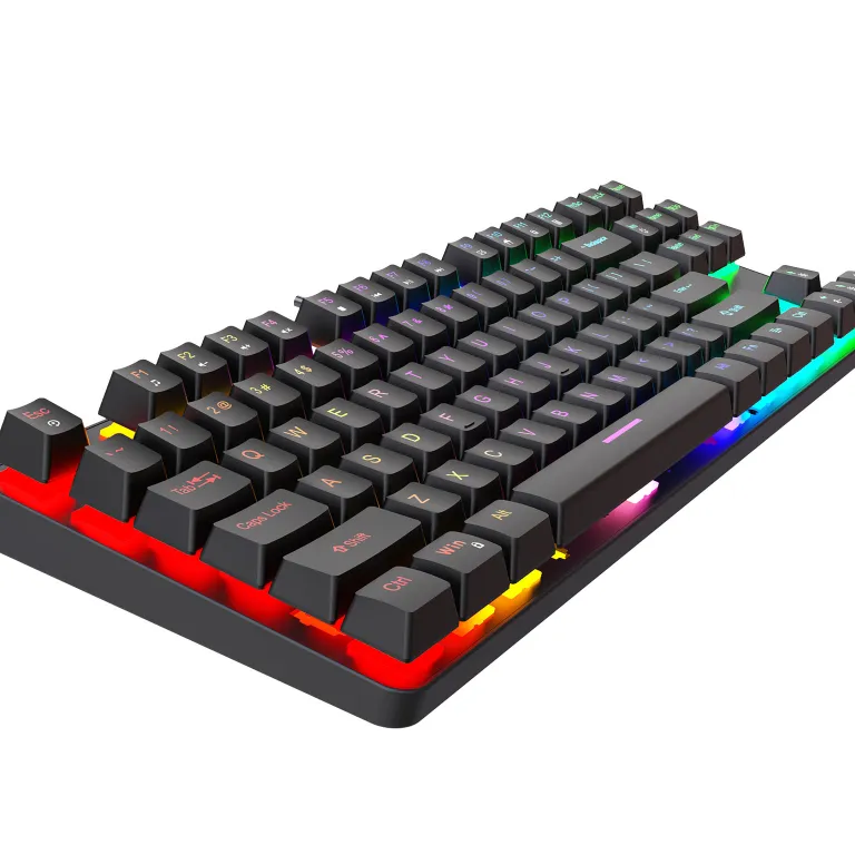 کیبورد مکانیکی فلزی K87 با 87 کلید، نور RGB، سوییچ آبی، مناسب بازی و اداری