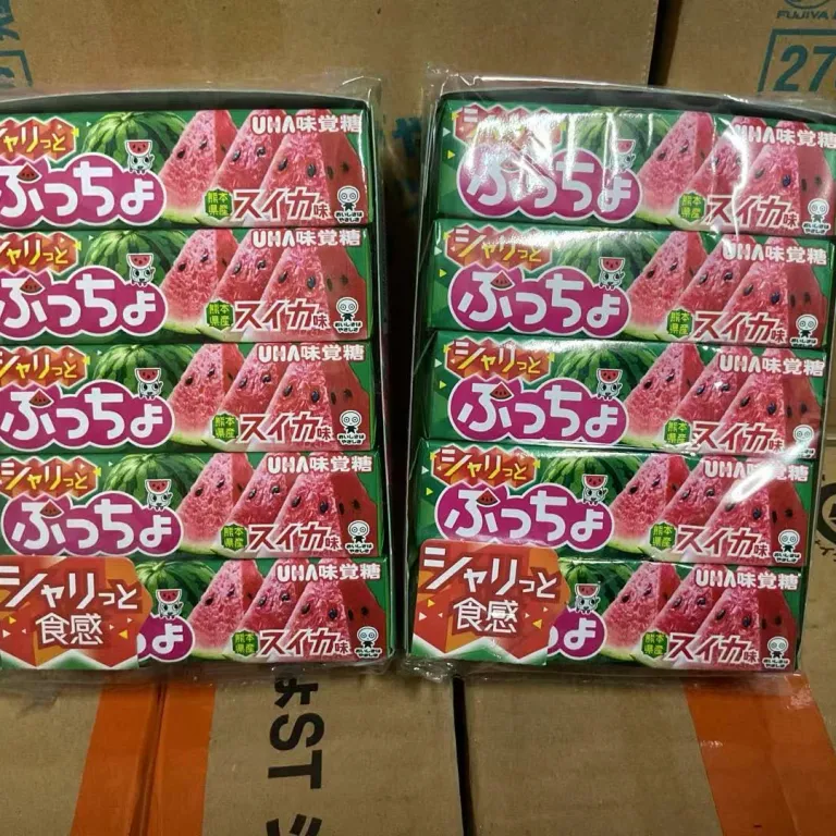 آبنبات ژلهای نرم با طعم میوه و مغزدار UHA ژاپن، بسته نواری 50g، آبنبات نوشابهای، مروارید، چای شیر