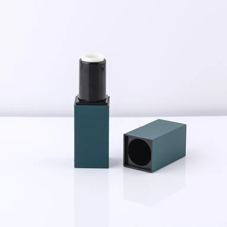 تیوپ رژ لب مربعی جدید سبز نظامی، بسته‌بندی لوکس چرخشی، تیوپ بالم و موم، عمده فروشی لوازم آرایشی