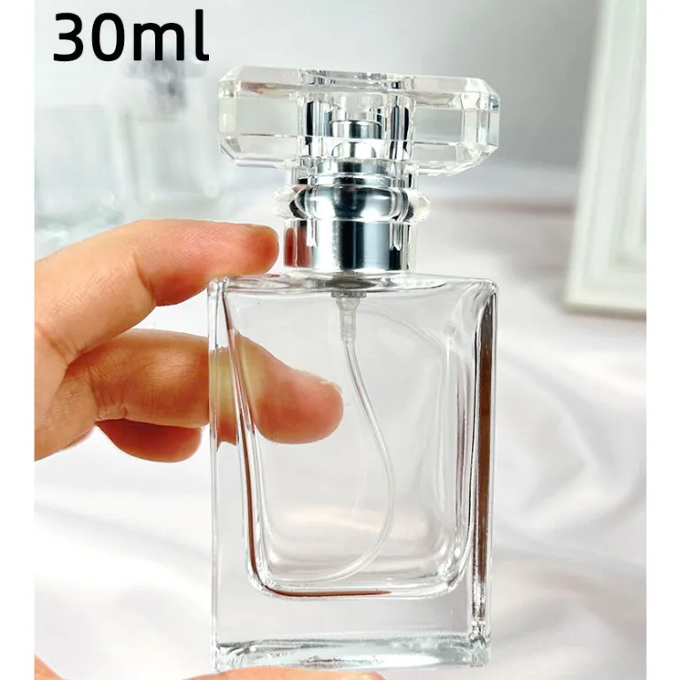 بطری تقسیم عطر با درپوش چوبی، بطری عطر قابل حمل لوکس با ظرفیت بالا، بطری خالی پمپی شیشه‌ای شفاف جایگزین