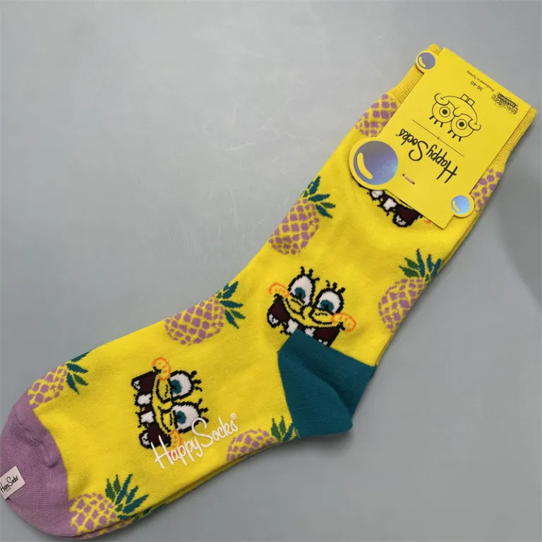 جوراب زنانه رنگارنگ HappySocks طرح کارتونی بامزه مدل اینستاگرامی نیمه‌ساقه بیرونی خیابانی