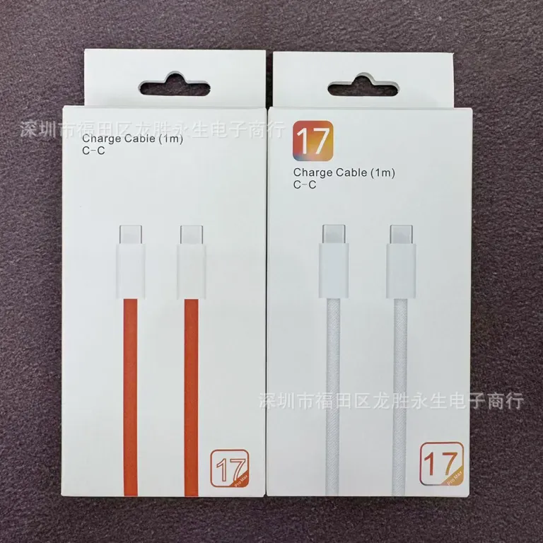 کابل شارژ آیفون iphone17 کابل شارژ PD60W دو type-c کابل دیتا گوشی کابل شارژ سریع 20W کابل بافته‌شده