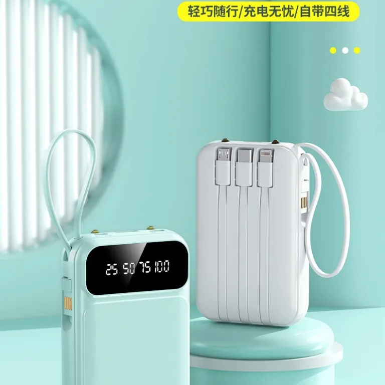 3C دارای گواهی 22.5W پاوربانک 20000 میلی‌آمپر با ظرفیت بالا، شارژ سریع، مینی و دارای کابل داخلی، قابل سفارشی‌سازی