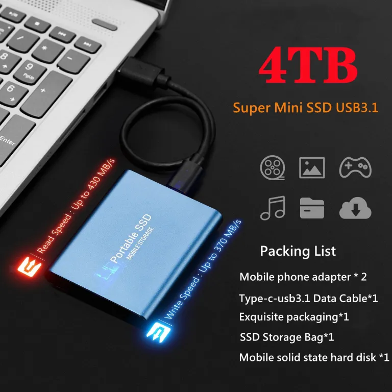 26 هارد SSD قابل حمل برون‌مرزی 16TB8TB4TB2TB1T هارد SSD فوق‌باریک پرسرعت با ظرفیت بالا