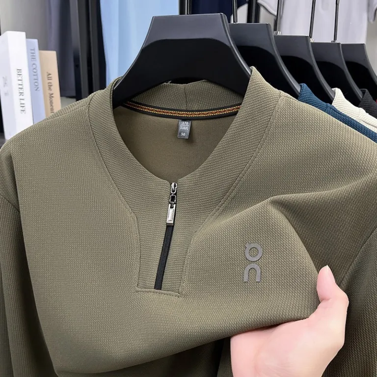2025 هودی مردانه پاییزه نیم‌زیپ یقه‌ایستاده آستین‌بلند اسپرت و همه‌پسند