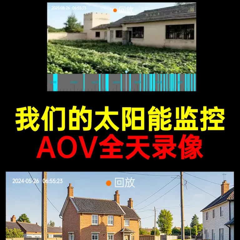 4Gدوربین مداربسته خورشیدی AOV با دید در شب تمام‌رنگی بلک‌لایت360 ضدآب دو لنز هوشمند با کیفیت بالا