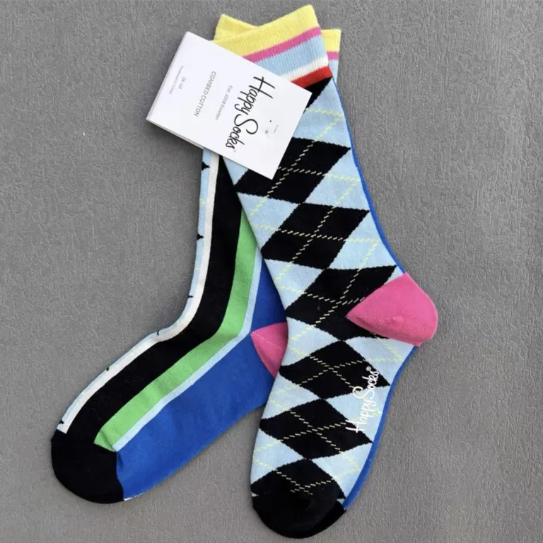 جوراب زنانه رنگارنگ HappySocks طرح کارتونی بامزه مدل اینستاگرامی نیمه‌ساقه بیرونی خیابانی