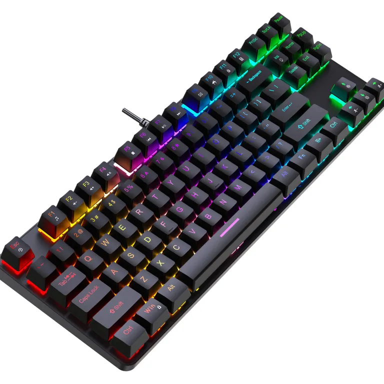 کیبورد مکانیکی فلزی K87 با 87 کلید، نور RGB، سوییچ آبی، مناسب بازی و اداری