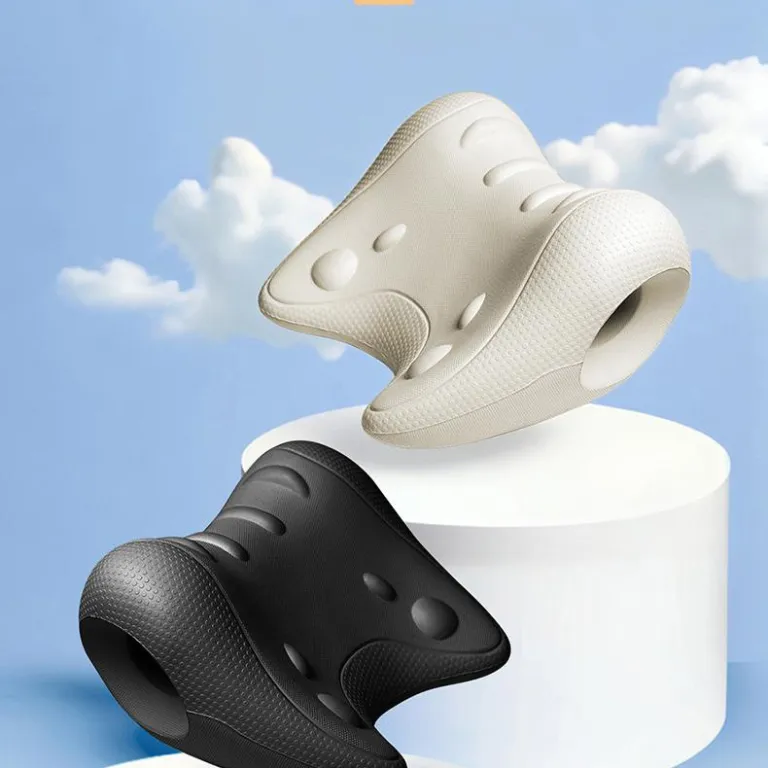 بالش گردنی C شکل جدید با کشش و اصلاح قوز گردن، ماساژور طب فشاری جاذبه‌ای برای صاف کردن انحنای گردن