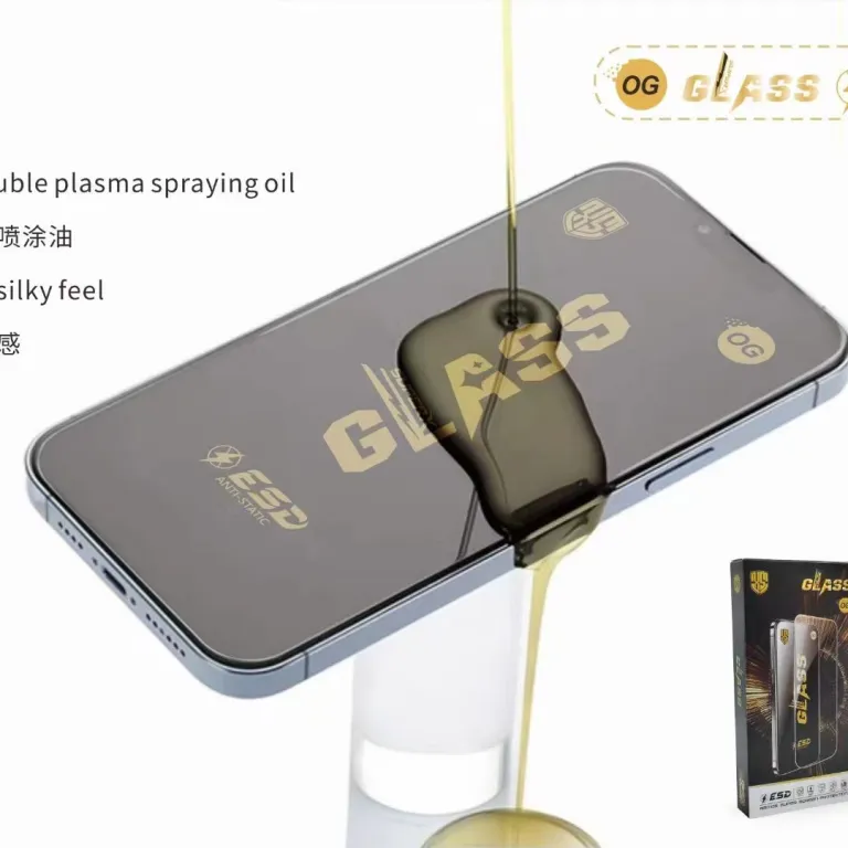 گلس OG Glass ضد الکتریسیته ساکن با لبه خمیده فوق‌العاده بزرگ مناسب آیفون 17 16 15/Pro Max