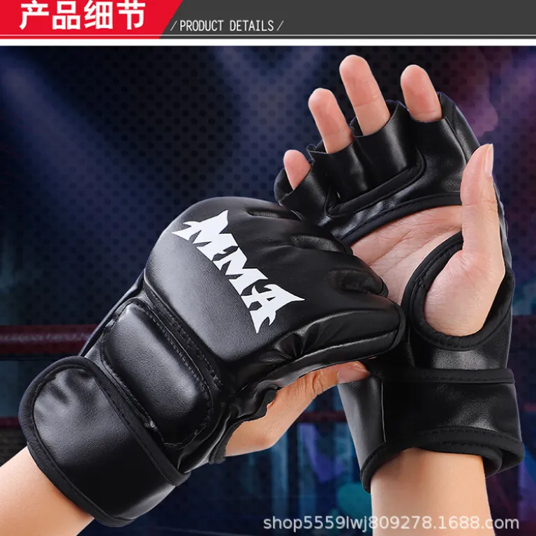 دستکش بوکس MMA مردانه نیم‌انگشت بزرگسال حرفه‌ای ساندا مبارزه تمرین کیسه بوکس دستکش UFC زنانه بدنسازی