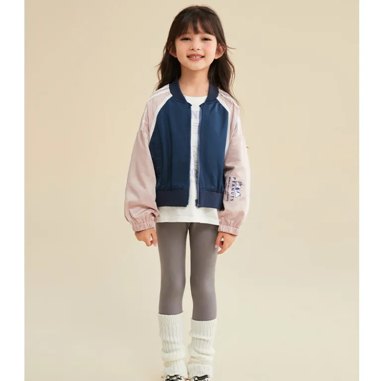 SNOOPY کاپشن بچه‌گانه پاییزه 26 ژاکت بیسبال دخترانه کوتاه کژوال