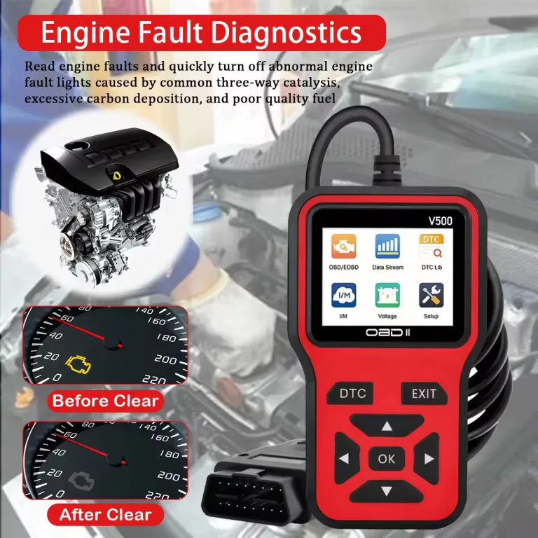 دستگاه عیب‌یاب خودرو OBD2 v500 کارت‌خوان کد خطا اسکنر مخصوص تجارت خارجی