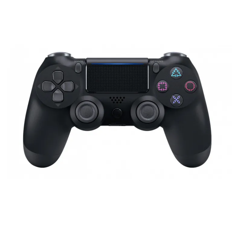 دسته بازی بی‌سیم بلوتوثی ps4 با دو موتور لرزشی، ژیروسکوپ شش‌محوره و لرزش کامل ps4